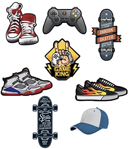 8 Parches infantiles para ropa, termoadhesivos serigrafiados. Ideales para planchar, reparar y decorar (Game King)