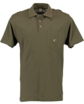 OS Trachten Herren Poloshirt Kurzarm Jagdshirt mit Polokragen Balun, Größe:M, Farbe:Oliv