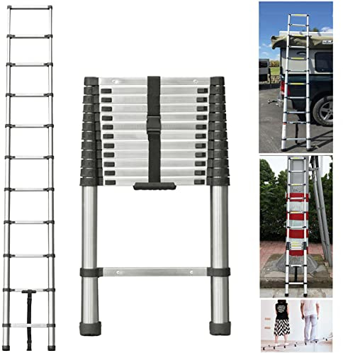 3.2m Teleskopleiter aus hochwertigem Edelstahl, 11 Stufen Ausziehleiter Rutschfester Klappleiter Stehleiter Mehrzweckleiter | Belastbarkeit bis zu 150kg | Sicher und zuverlässig Leiter (EN131)