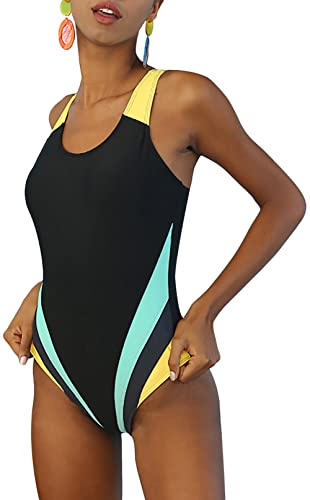 Femme Maillots Une Pièce de Compétition Monokini Sexy Fille Maillot de Bain 1 Pièce Dos Nu Maillot Sports Nautiques XL