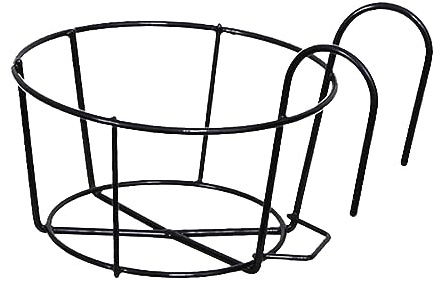 F Fityle Garde-Corps jardinières Porte-Pot de Fleur Ronde clôture étagère conteneur Fer Art paniers Suspendus Fer Art Support pour extérieur Balcon Pont Porche, Noir 12cm