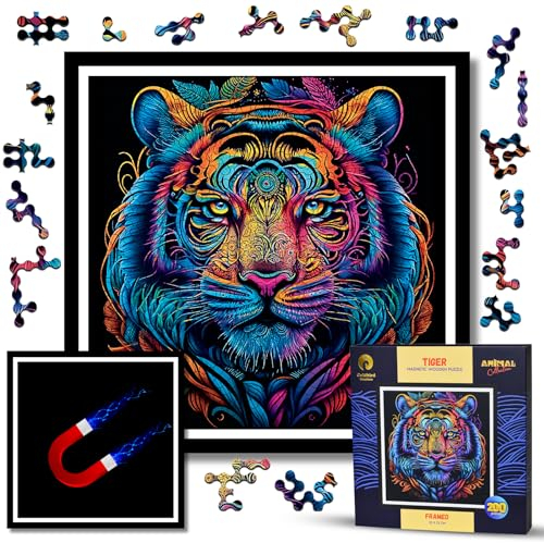 Goldbird Creations Puzzle en Bois Adulte Cadre - Puzzle Animaux en Bois - Puzzle Adulte Difficile - Puzzle Tableau Décoration Murale Salon Chambre - Cadeau Original Noel Anniversaire - Tigre GC0002