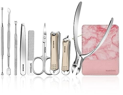 Nagelknipser Set Nagelknipser-Set, Maniküre-Set, professionelles Pediküre-Pflegeset, 9-teiliges Nagelpflegeset aus Edelstahl mit Reise-Lederetui for Männer und Frauen für Fußnägel und Fingernägel ( Co