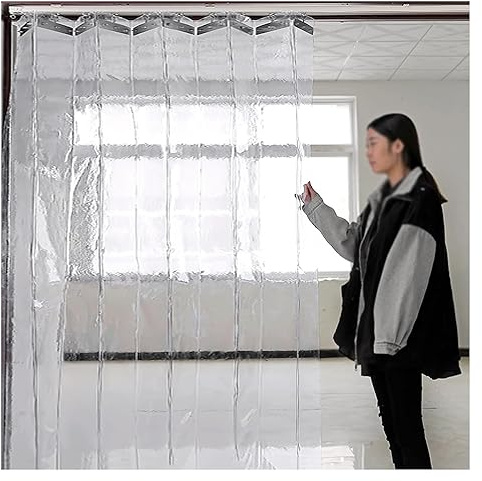 SYFXZZDS Personalizzato Tenda per Porta Scorrevole Pieghevole in PVC Tenda a Strisce Industriale Tenda a Lamelle per Tende Verticali in PVC per Fabbrica, Box Auto (Size : 180x200cm)