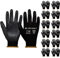 Velway 12 Paar Arbeitshandschuhe Mechaniker Handschuhe - Größe 9 Leichte Damen Gartenhandschuhe Rutschfeste mit PU-Beschichtete Herren Montagehandschuhe Atmungsaktive Handschuhe EN388 - Schwarz