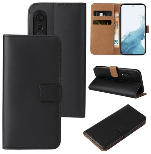 LBH Handyhülle für LG Velvet 5G mit Karten- und Geldfach Smartphone Hülle mit Standfunktion Flip Case Wallet Schutzhülle Magnetverschluss Schwarz