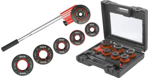 Rohrgewindeschneider Set 7-tlg, Gewindeschneidkluppen Wasserrohr Gewindeschneider mit 6 Schneidköpfen Gewindekluppe Rohrschneider