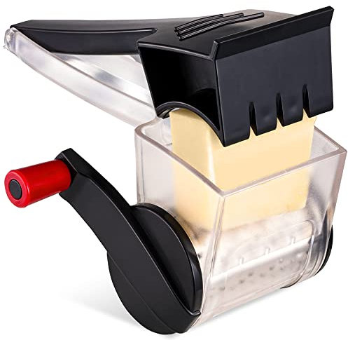 GDL Grattugia Formaggio, Grattuggia Manuale con Rullo in Acciaio, Gratta Formaggio a Manovella Lavabile in Lavastoviglie, Grattugia Parmigiano Rotativa per Formaggi, Noci, Cioccolatini, Rosso