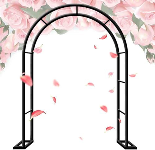 WCQSYY - Arco de jardín de metal, 120 cm, 240 cm, 300 cm, 350 cm, 180 cm, ancho arco de boda, arco de rosas, planta trepadora, negro, W1,4 x H2,3 m