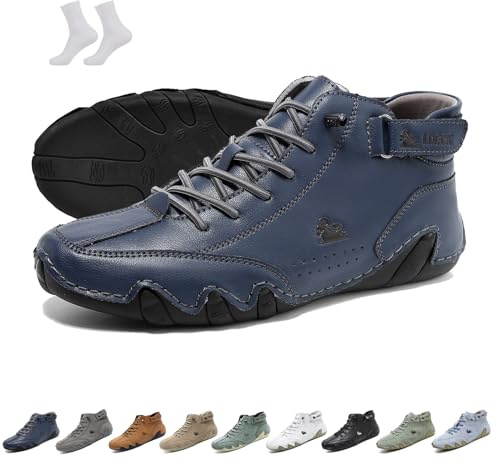 Bottes montantes à enfiler pour hommes et femmes, fabriquées en Italie, chaussures Beck, antidérapantes, légères et respirantes, baskets décontractées pieds nus(bleu,46 EU)