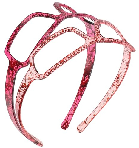 Hemobllo Lot de 2 Bandeaux pour Cheveux Femmes Design Lunettes Artistiques en PC Confortable Sport et Fêtes Maintient Parfaitement les Cheveux
