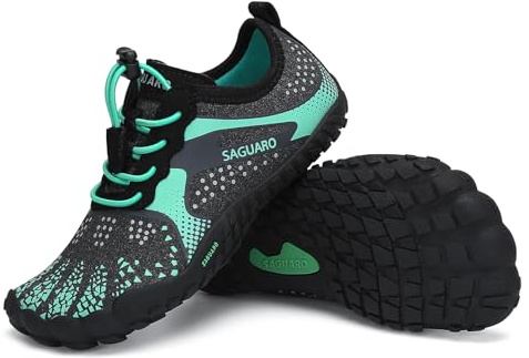 SAGUARO Barefoot Shoes Bambini Scarpe Barefoot Ragazzi Scarpe Minimaliste Ragazze Traspiranti Scarpe a Piedi Nudi Antiscivolo Scarpe Trail Running Scarpe Dita Verde,Gr.32