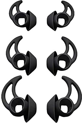 Adhiper QC/Sport Silikon Ohrstöpsel kompatibel mit Bose QuietComfort/Bose Sport Kabellose In-Ear-Kopfhörer,S M L 3 Größen 3 Paar Silikon-Ersatz-Ohrstöpsel(Schwarz)