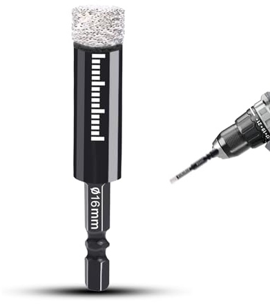 Diamantbohrer 16mm Fliesenbohrer Glasbohrer Rundschaft Feinsteinzeug Bohrer für Keramik Granit Glas Porzellan Fliesen Inkelschleifer
