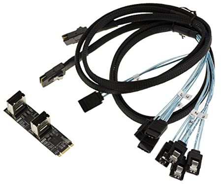 KALEA-INFORMATIQUE M.2. Karte 8 Ports SATA 3.0 6Gbps für M2-Port vom Typ PCIe 3.0 M-Key oder B+M mit Chipsatz JMB585 JMB575 - Mit MiniSAS-Kabeln SFF-8087.