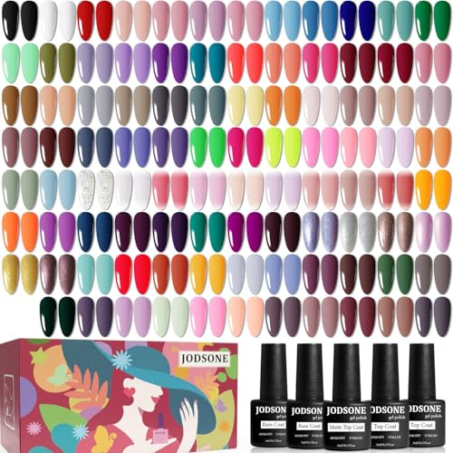 JODSONE 100 PIEZAS Kit de Esmalte de Uñas de Gel No Wipe Soak off Base Coat y Matte Glossy Top Coat Esmalte de Gel Colecciones Regalos para los amantes de la manicura