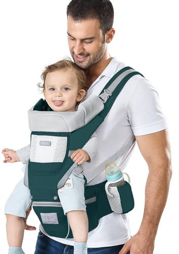 YSSKTC Baby Carrier Ergonomic Infant Carrier with Hip Seat Kangaroo Bag Soft Baby Carrier Newborn to Toddler 7-45lbs Front and Back Baby Holder Carrier for Men/Women Dad Mom
