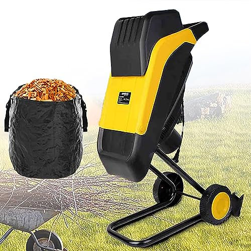 HYQNG Electric Garden Branch Shredder, 2500W Wood Shredder Chipper with 45L Collection Bag, 35mm Chipping Width, 20M Wire, Suitable for Wood and Tough Garden Debris