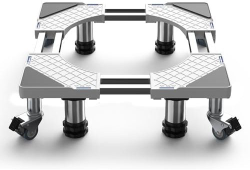 DEWEL Support de Machine à Laver Socle Lave Linge avec 4 Roues et 4 Pieds pour Machine à laver Sèche-linge Réfrigérateur Réglable(48-65 cm 13-17 cm)