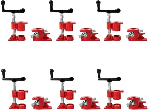 DUPDMKIN Pipe Clamps 3/4 inch Pipe Clamps for Woodworking 6 Pack Heavy Duty Wood Gluing Clamps with Quick Release, Ideal for Carpentry, Home Improvement, and DIY Projects (3/4 IN)