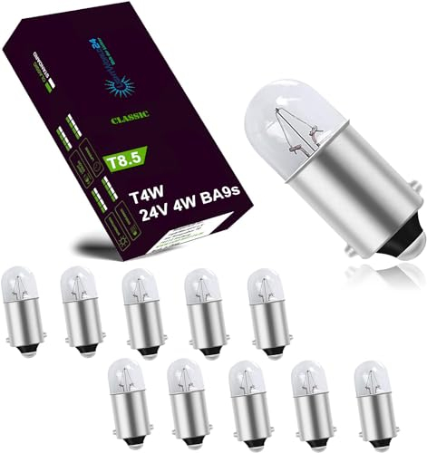 10x T4W BA9s luce di parcheggio lampada per camion autobus 24V 4W lampadine luce di parcheggio per auto illuminazione interna illuminazione interna lampada di segnalazione tachimetro da 24 volt