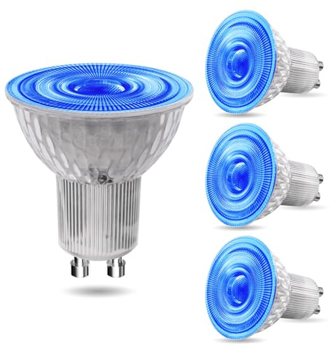 BrightArk GU10 Blue LED Spotlight Bulbs,4 Pack 5W Coloured Spot Light | 120 Degree Beam Angle,50W MR16 Halogen Replacement for Landscape, Display, Festive Lighting