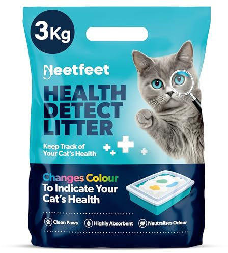 Health Cat Litter 3KG, Silica Cat Litter with 5-Color Health Indicator Long-Lasting with Color Changing Silica Gel Crystals, Super Absorbent Odor Control, Non Clumping