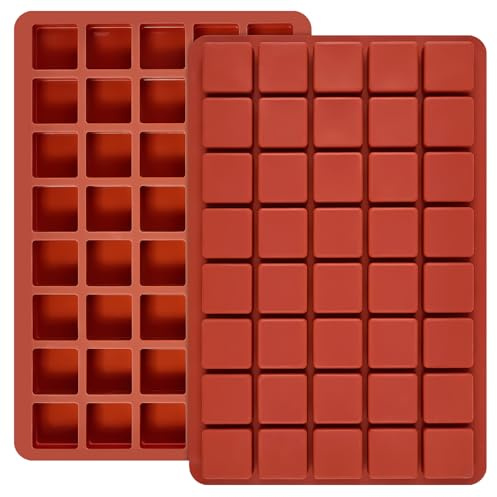 Puyeipt 2 Pack Square Silicone Chocolate Molds, 40-Cavity Candy Molds, Mini Ice Cube Moulds for Caramel, Truffles, Hard Candy, Praline, Gummy, Brownie, Jello