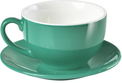 ionEgg Tazza da caffè in porcellana con piattino, 220 ml, per cappuccino, latte e tè, colore: ciano