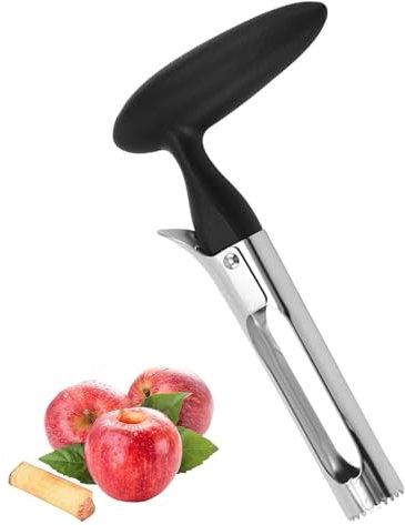 GVSS Vide-Pomme avec Poignée Noir, Vide Pomme,Enlève Noyau Vide Pomme,Vide-Pomme en Acier Inoxydable,Bord Dentelé pour Couper et Dénoyauter Pommes,Poires et Fruits