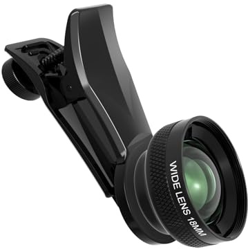 Veedzoens 18mm Wide Angle Lens for iPhone Samsung and Android Smartphone, with 17mm Thread Universal Phone Lens Clip and Black Portable Bag