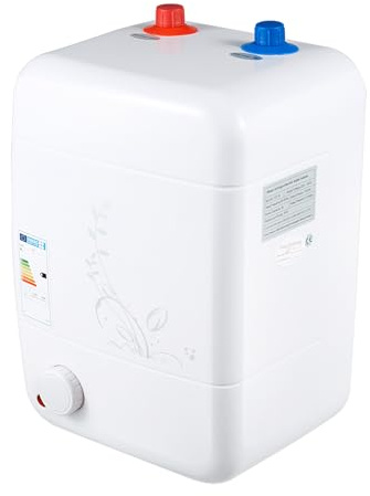 Liten trycktålig varmvattenberedare på 10 l 1 500 W, underbordsvarmvattenberedare med dräneringsrör, 30–65 °C, justerbar varmvattenberedare för kök och badrum