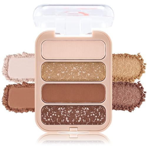 Erinde Lidschattenpalette mit 4 Farben, Matt und Schimmernd Eyeshadow Palette, Wasserfester & Langlebig, Hohe Pigmentierung, Weiche und seidige Formel, Einfaches Augen-Make-up, Vegan, 8g (#07)