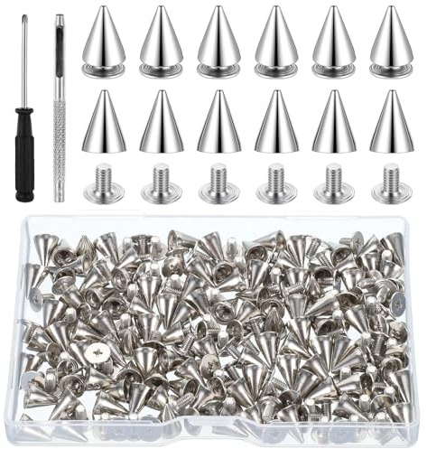100 Stück Nieten Set, Metall Punk Ziernieten Nieten Schraubnieten Spitz, Silber Schraubnieten, Studs Spikes Für Leder, Clothes, Taschen, Lederband, Kleidung, Schuhe