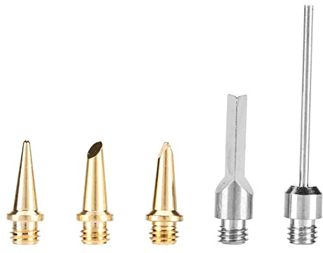 Klanata Kit de hierro soldado de gas latón con punta de soldadura duradera, precisión de 1,5 pulgadas para pistola de calor de hierro soldado ordinario, reparaciones de bricolaje,