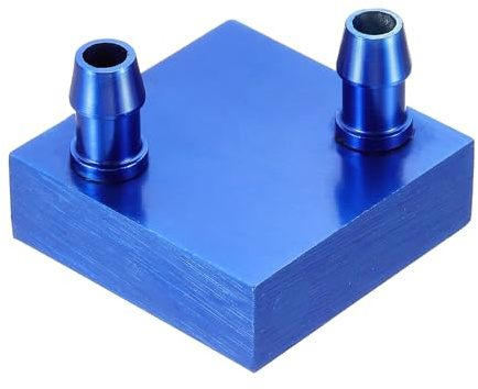 PATIKIL 40x40x13mm Aluminum Water Cooling Block, Liquid Cooler Plate Heat Sink Systems Water Cooled Exchanger for Computer CPU Graphics Radiator Semiconductor Refrigeration, Blue