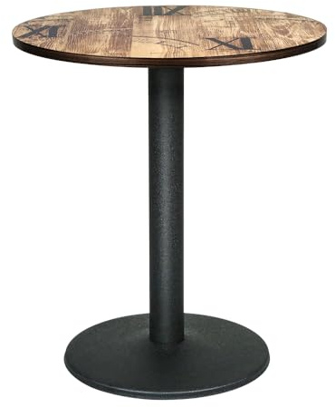 HUOLE Bistrotisch Akazienholz massiv schwarzes Säulengestell aus Metall | Säulentisch/Esstisch für Küche, Café & Essbereich (60 x 60 x 72 cm (A))