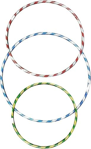 MSQUARE 3x Multicolour Glittering Hula Hoops, Durable Construction, Vibrant Colour, Easy Assembly, Portable & Lightweight, Suitable For Fun Exercise, Gymnastics, Weight Loss Workouts