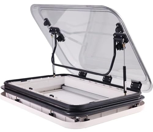 LJCSSD Claraboya para Autocaravana/Ventana para Techo con ventilación 50/70/80 x 50cm– Cortinas oscurecedoras y mosquiteras integradas, iluminación LED 12V, para caravanas, remolques, Barcos 70x50cm