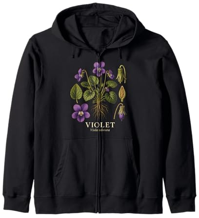 Violet Viola Odorata Purple Flower Botanical Plant Study Zip Hoodie