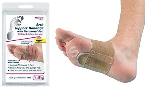 PEDIFIX Arch Support Compression Bandage with Metatarsal Pad P6002 Relieves Neuroma Bunion Heel Pain Plantar Fasciitis (Medium)