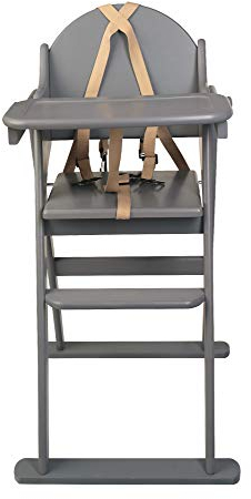 Safetots Deluxe Putaway Folding Wooden High Chair, Grey, Highchair for Baby and Toddler, Pre-Assembled, Stylish, Practical, and Space Saving High Chair