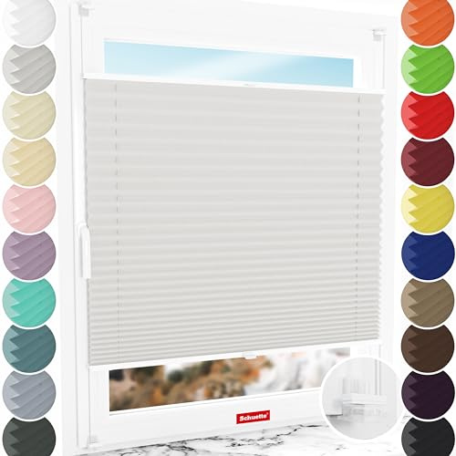 Schuette® Plissee ohne Bohren ● Thermo Kollektion: Spring Cloud (Grau) ● 80x130cm (Breite x Höhe) ● Suprafix Faltrollo Klemmfix 2.0 Rollo ● 60 Sekunden Plisseerollo Montage inkl. Video