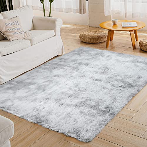 ROHATIM Hochflor Teppich Wohnzimmer Super weich Shaggy Teppich Flauschiger,Soft Area Rug Schlafzimmer Teppiche Super weich Fluffy Kindermatte Carpet(hellgrau,160 x 230 cm)