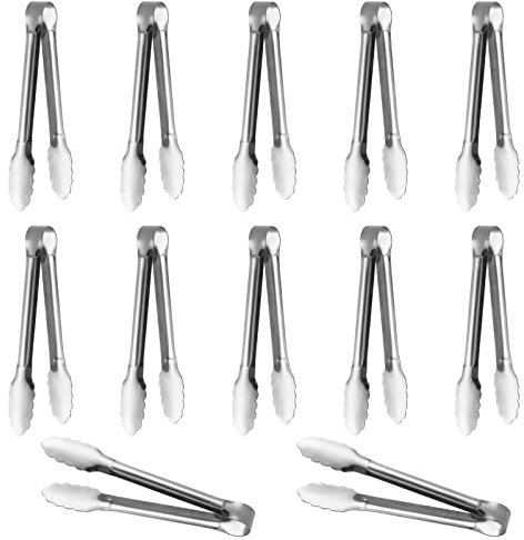 Servierzange, Buffetzange, ACAUTO Edelstahl Food Tong Servierzange Kleine Servierzange Edelstahl Mini Appetizer Zangen (13 CM(12 Pack))