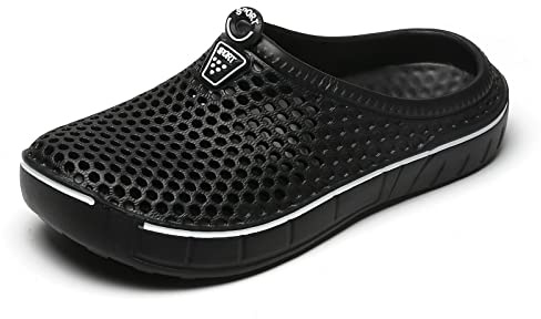 Chausson de Jardin Homme Respirant Léger Femmes D'été Jardin Sabots Plage Sandales Exterieur Chaussures de Marche Noir 44
