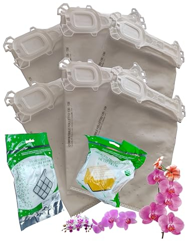 Filterline 6 sacchetti profumati Made in Italy per aspirapolvere compatibili con Vorwerk Folletto VK 135 136 135SC VK135 VK136 FP135 FP136 FP135 (SKMI135P)