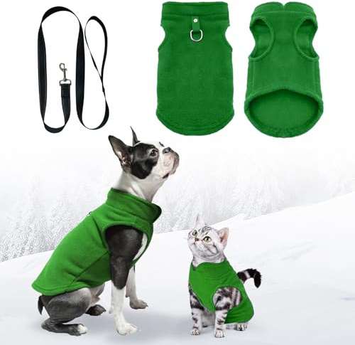 Maglioncino per Cani Taglia Piccola, Cappotto con Anello a D, Vestito per Cani e Gatti (Verde, M)