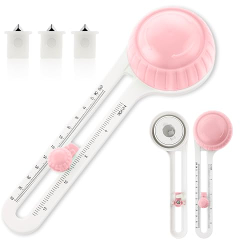 TIESOME Taglierina per Carta, con 3 lame di ricambio Tagliacarte Circolare per Cartoncini Fai da Te 9.9-32 cm Tagliacarte Circolare Tagliacarte per Cerchi Tagliati Taglio Circolare Coltello