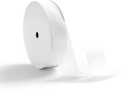 MORSUNBELA Presentband vit, satinband vit, sidenband, band bröllop 25 mm, 13 m dekorband tjockt vitt
